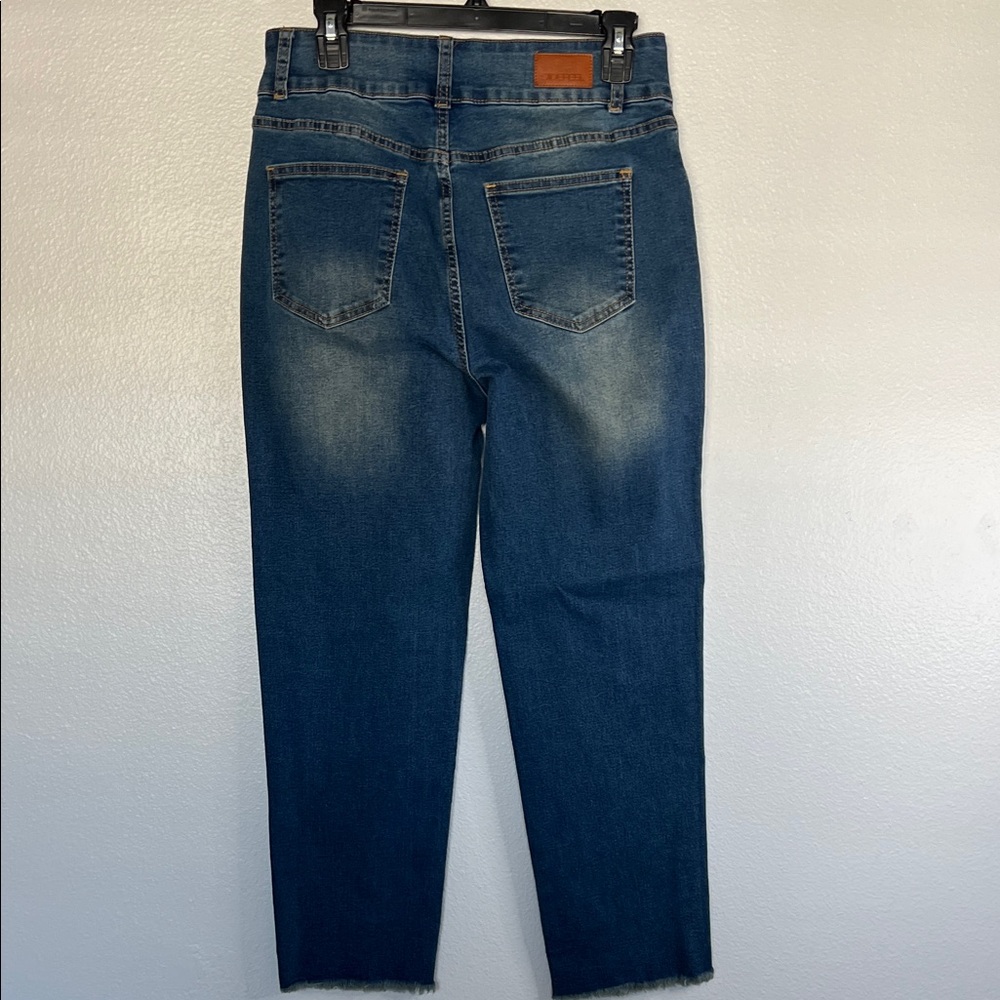 NWOT Sidefeel Women's High Waisted Stretch Jeans Raw Hem Ankle Denim Pants sz 10 - Picture 9 of 10
